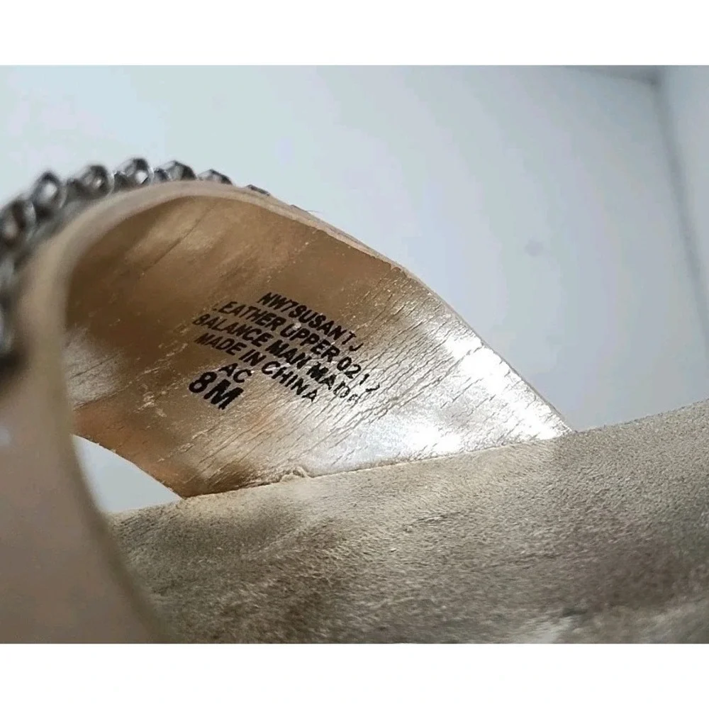 Nine West Womens Rhinestone Platform Cork Wedge Sandals Ankle‎ Strap Buckle 8 M